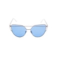 thumbnail image 1 of Womens Cat Eye Mirror Flat Lens Silver Frame Fashion Sunglasses, 1 of 4