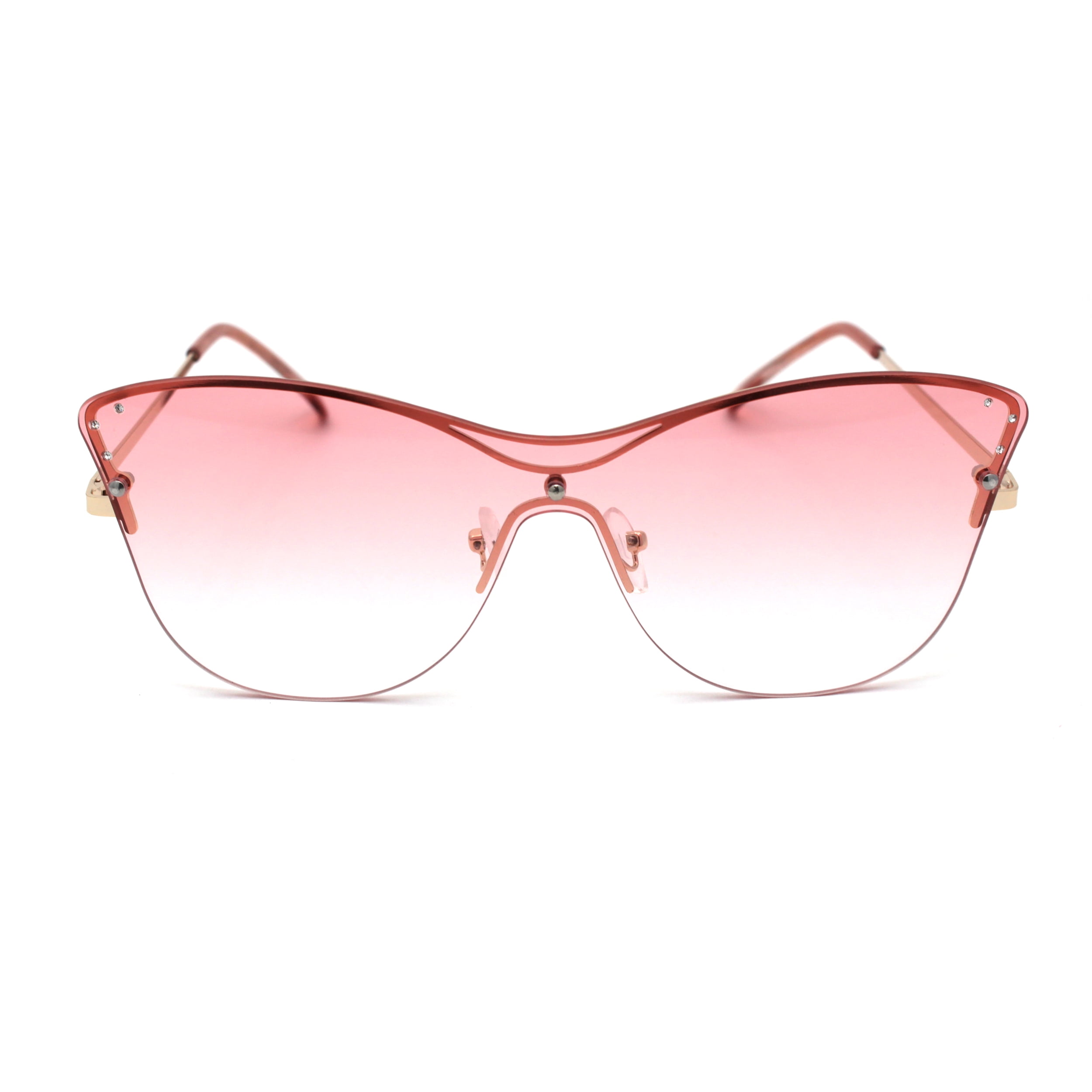 Womens Cat Eye Shield Luxury Rhinestone Sunglasses Gold  display picture 1