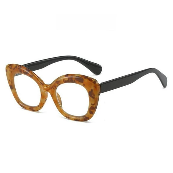 Womens Cat Eye Spring Hinge Reading Glasses 3.5 Thick Butterfly Shape Yellow Tortoise Shell Readers 3.5