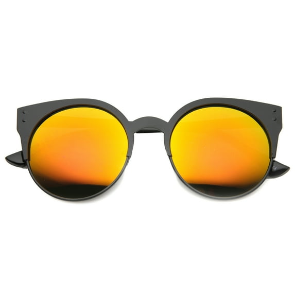 Womens Cat Eye Sunglasses UV400 Mirrored Lens Model 9919 Elegant Metal Frame