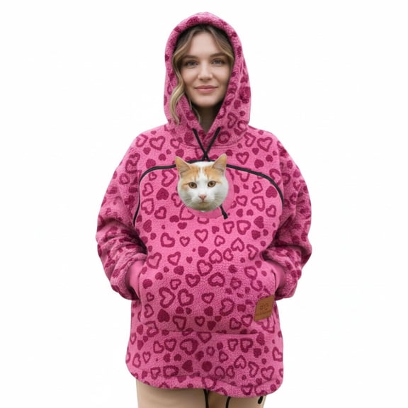 Womens Cat Hoodie with Pouch Pet Pouch Hoodies Dog Carrier Sweatshirt Cat Pouch Hoodie Pet Carrier Sweatshirt Large Pocket Pullover Shirt