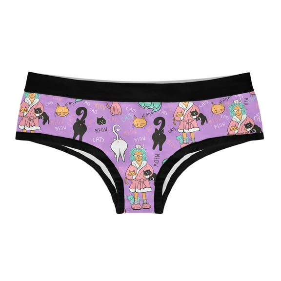 Womens Cat Lady Panties Funny Bikini Brief Kitten Lovers Cute Butt Graphic Underwear Ladies