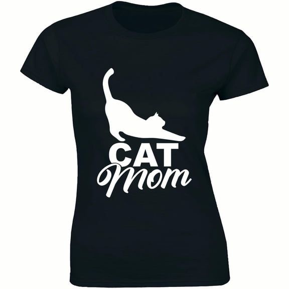 Womens Cat Mom Hilarious Crazy Cat Lady Kittens Stretching for Ladies T-Shirt