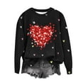 thumbnail image 1 of Womens Cat Paw Heart Sweatshirts for Valentine's Day Oversized Crewneck Raglan Shirt Pullover Tops, 1 of 4