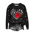 thumbnail image 1 of Womens Cat Paw Heart Sweatshirts for Valentine's Day Oversized Crewneck Raglan Shirt Pullover Tops, 1 of 4