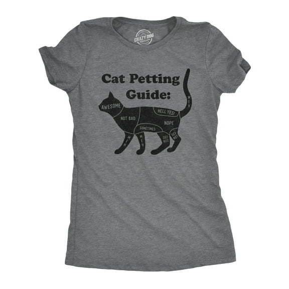 Womens Cat Petting Guide T Shirt Funny Pet Kitty Lover Crazy Cat Lady Novelty Tee Womens Graphic Tees