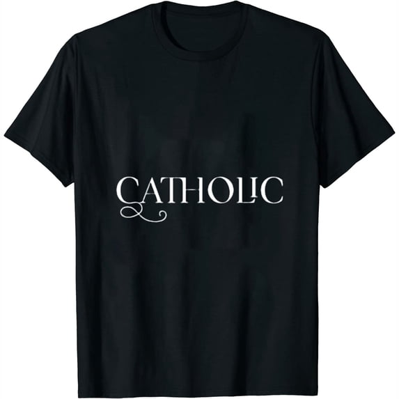 Womens Catholic Vintage Design Logo T-Shirt Black 3XL