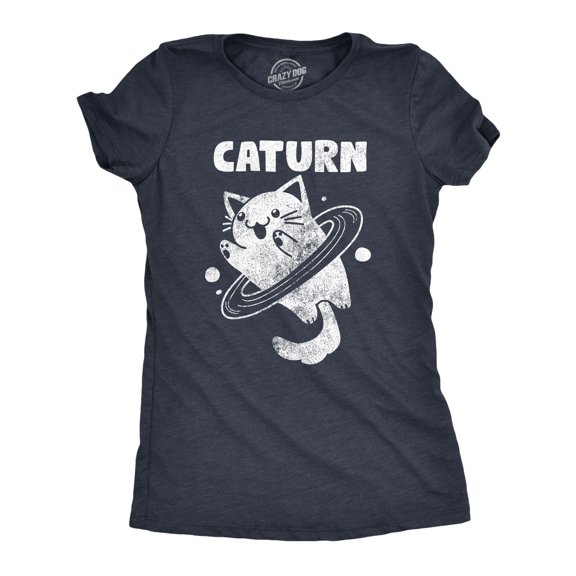 Womens Caturn T Shirt Funny Cute Saturn Kitten Planet Rings Outerspace Tee for Ladies Womens Graphic Tees