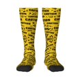 thumbnail image 1 of Womens Caution Tape Knee High Socks Comfy Thermal Boot Long Socks, 1 of 7