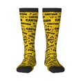 thumbnail image 1 of Womens Caution Tape Knee High Socks Comfy Thermal Boot Long Socks, 1 of 7