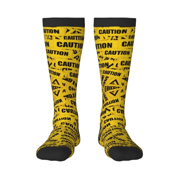 Womens Caution Tape Knee High Socks Comfy Thermal Boot Long Socks