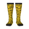 thumbnail image 1 of Womens Caution Tape Knee High Socks Comfy Thermal Boot Long Socks, 1 of 7