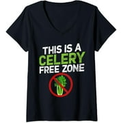 Womens Celery Allergy Awareness Warning Allergic V-Neck T-Shirt