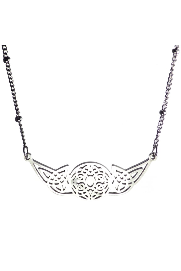 Womens Celtic Circle Knot Necklace Silver Stainless Steel Norse Knotwork Fantasy Forge Jewelry