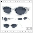 thumbnail image 1 of Womens Celtic Cross Motif Hinge Mod Geometric Cat Eye Sunglasses White Black, 1 of 8