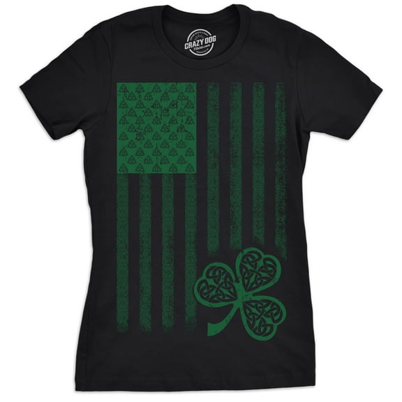 Womens Celtic USA Flag T Shirt Clover Graphic Cool Saint Patricks Day for Girls Womens Graphic Tees
