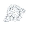 thumbnail image 1 of Rosec Jewels Womens Certified Moissanite Halo Ring, Cocktail Ring, 5X7mm Oval Shape - D-VS1 Quality Certified, 18K White Gold, US 7.00, 1 of 8