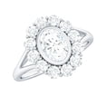 thumbnail image 1 of Rosec Jewels Womens Certified Moissanite Halo Ring, Cocktail Ring, 5X7mm Oval Shape - D-VS1 Quality Certified, 925 Sterling Silver, US 9.50, 1 of 8