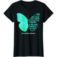 thumbnail image 1 of Womens Cervical Cancer Awareness Butterfly Teal Ribbon T-Shirt, 1 of 4