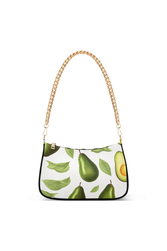 Womens Chain Shoulder Bag Avocado Fruits Classic Tote Handbags Fashion Clutch Hobo Purse with Zipper for Travel Casual