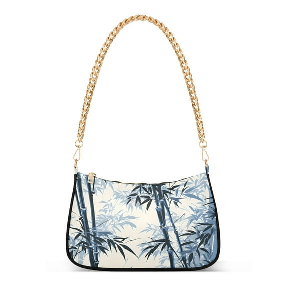 Womens Chain Shoulder Bag Bamboos Classic Tote Handbags Fashion Clutch Hobo Purse with Zipper for Travel Casual