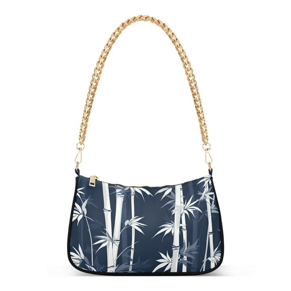 Womens Chain Shoulder Bag Bamboos Classic Tote Handbags Fashion Clutch Hobo Purse with Zipper for Travel Casual