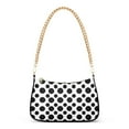 thumbnail image 1 of Womens Chain Shoulder Bag Black Polka Dots on White Classic Tote Handbags Fashion Clutch Hobo Purse with Zipper for Travel Casual, 1 of 7