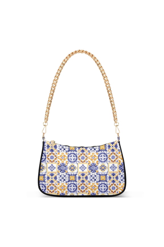 Womens Chain Shoulder Bag Bohomia Pattern Classic Tote Handbags Fashion Clutch Hobo Purse with Zipper for Travel Casual