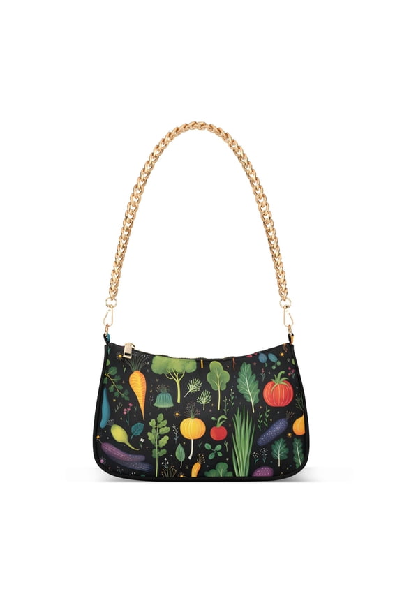 Womens Chain Shoulder Bag Fruits Plants Classic Tote Handbags Fashion Clutch Hobo Purse with Zipper for Travel Casual