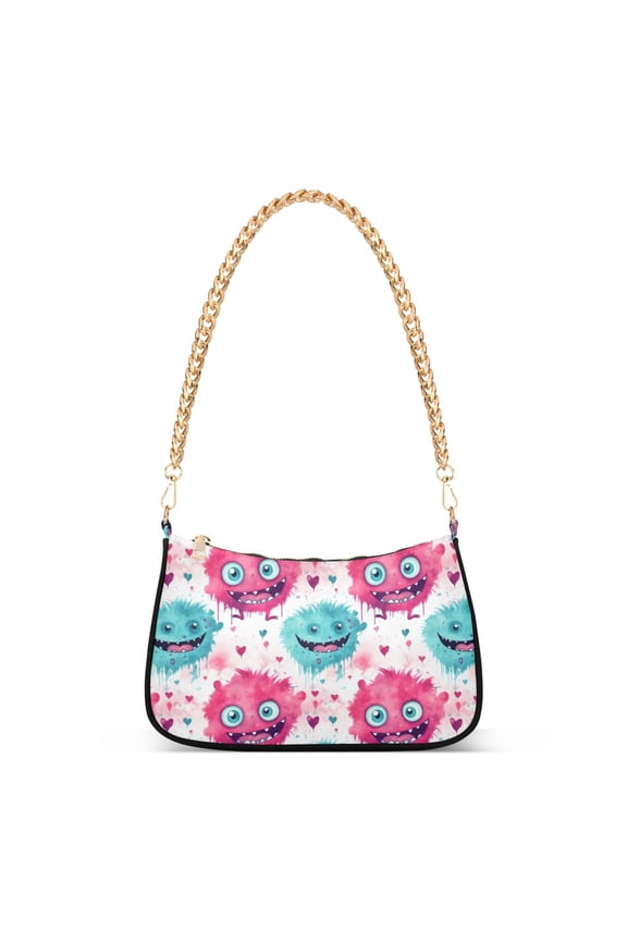 Womens Chain Shoulder Bag Monsters Classic Tote Handbags Fashion Clutch Hobo Purse with Zipper for Travel Casual