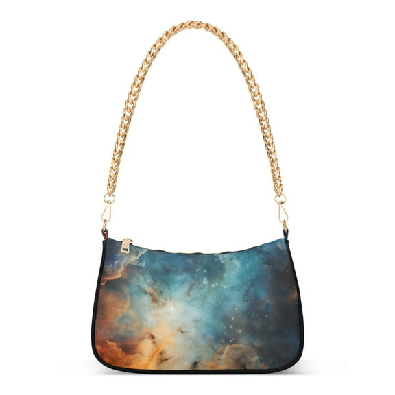 Womens Chain Shoulder Bag Nights and Cloud Classic Tote Handbags Fashion Clutch Hobo Purse with Zipper for Travel Casual