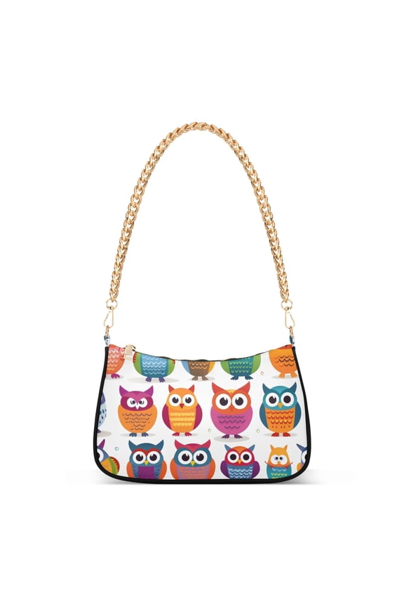 Womens Chain Shoulder Bag Owls Classic Tote Handbags Fashion Clutch Hobo Purse with Zipper for Travel Casual