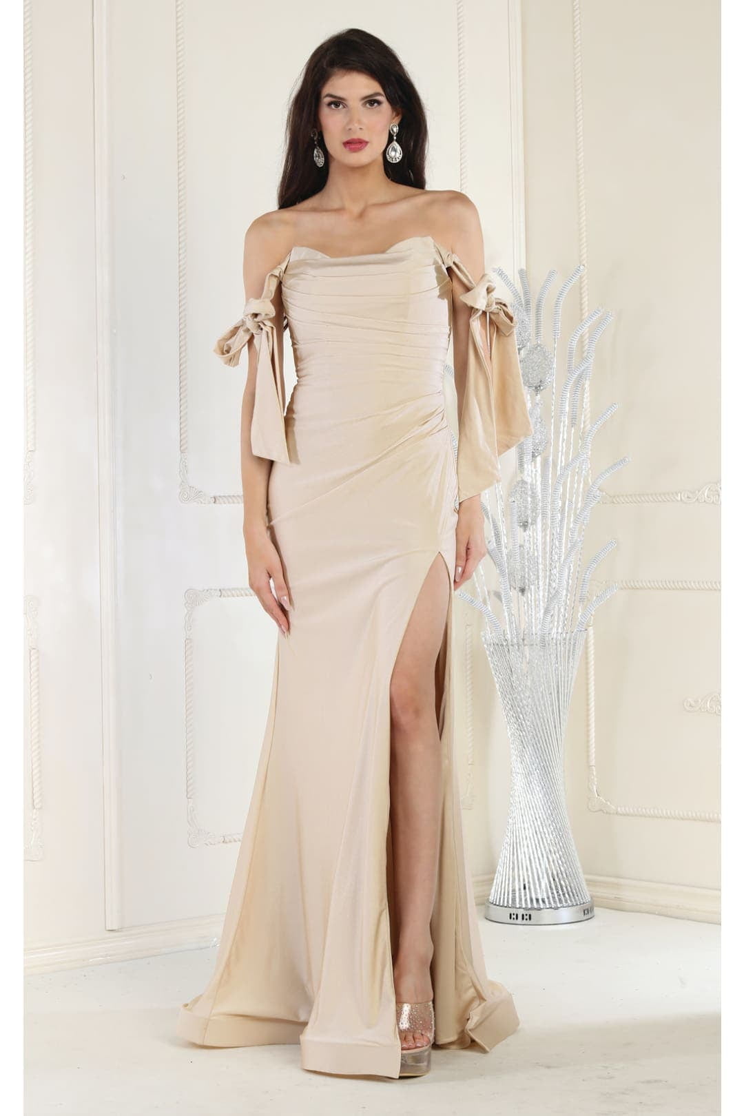 white christmas dresses Champagne Sweetheart Trumpet with Train Evening Dress Elegant Formal G –  VOS LEE main image 1