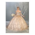 thumbnail image 1 of Womens Champagne/Gold Quinceanera Pageant Sweet 16 Long Sweetheart Off Shoulder Ball Gown Plus Size Dress, 1 of 5
