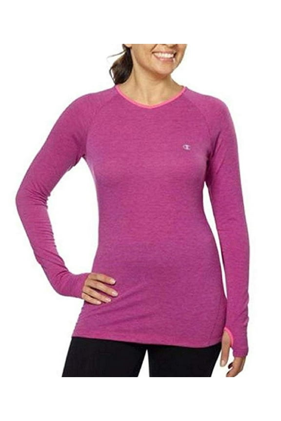 Womens Champion Active Yoga Athletic Long Sleeve Shirt - Fuchsia (Small)