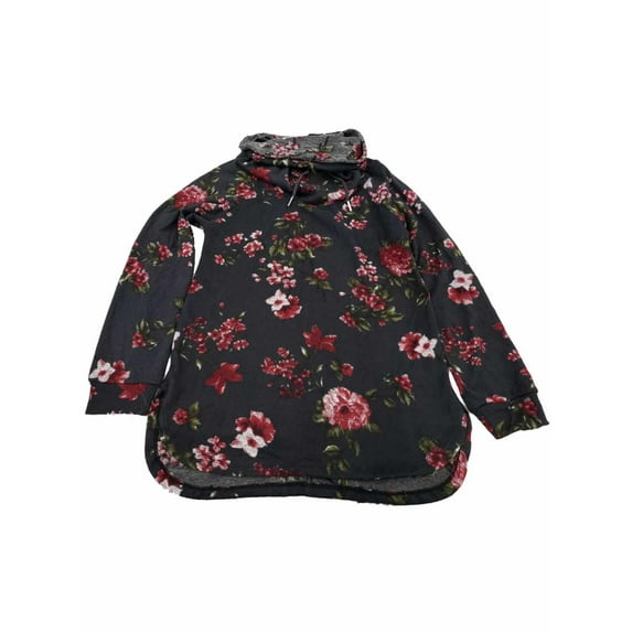 Womens Charcoal Grey Floral Cowl Neck Long Sleeve Lightweight Sweater Top XL