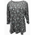 thumbnail image 1 of Womens Charcoal Grey Floral Polka Dotted Dressy Lace Sleeves Shirt Top L, 1 of 2