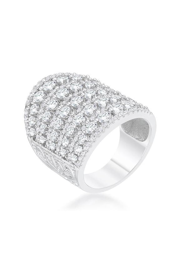 Womens Charlyn 2.5 CT Rhodium Cubic Zirconia Statement Cocktail Ring - Size 10