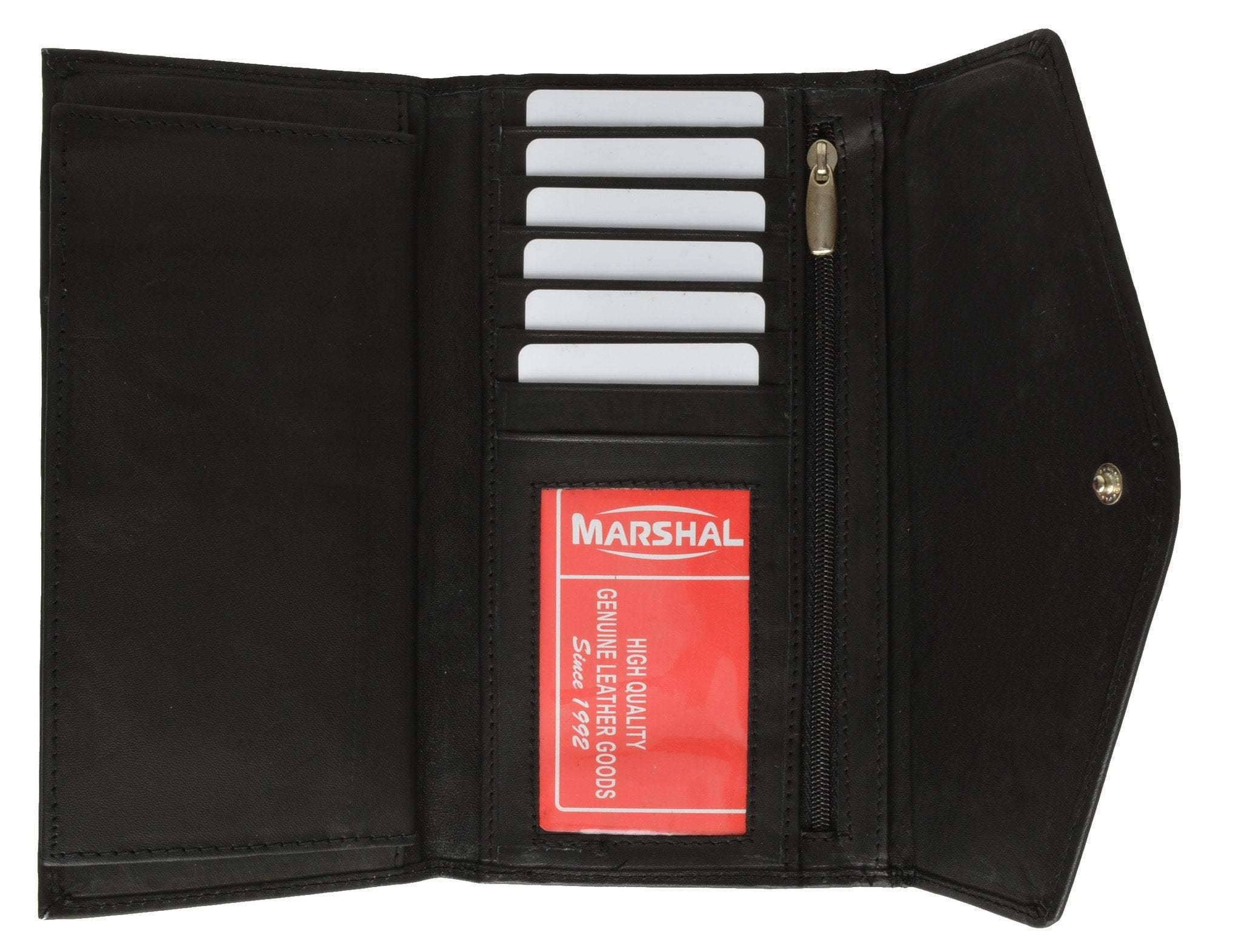 Womens Checkbook Wallet with ID Window and Snap Button Closure