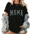 thumbnail image 1 of Womens Checkered Mama Varsity Graphic Tees Trendy Print T Shirts Varsity Mom Mothers Day Gift Life Tops Black,XL, 1 of 6