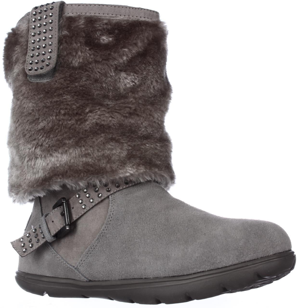 Womens Cheeks Fit Body Interchangeable Knit Faux Fur Winter Boots Grey Walmart
