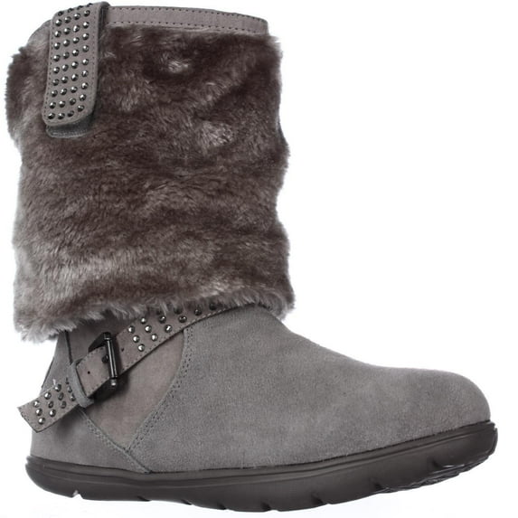 Womens Cheeks Fit Body Interchangeable Knit/Faux Fur Winter Boots - Grey