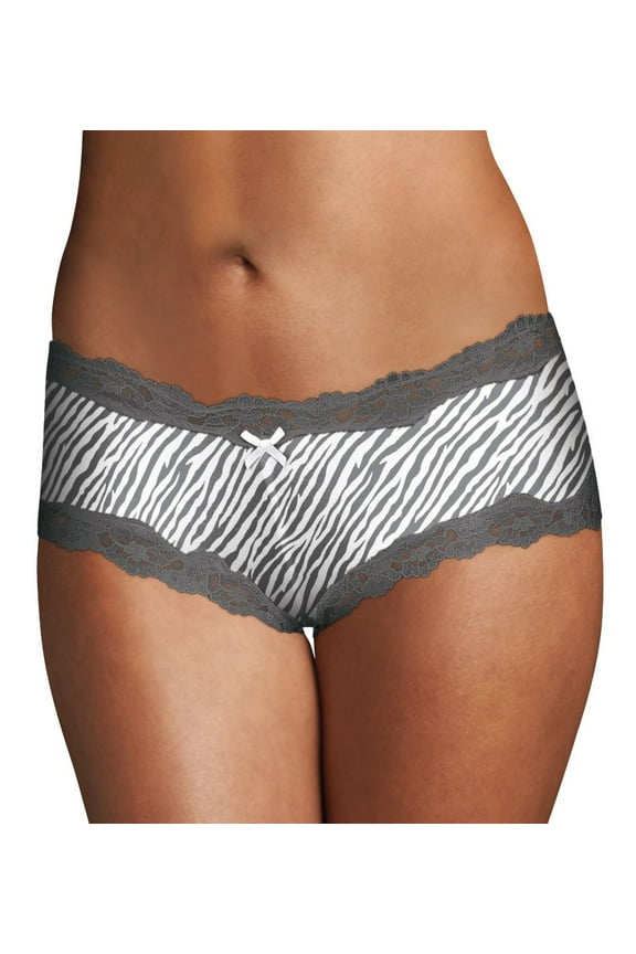 Womens Cheeky Panty Micro with Scallop Lace Trim Hipster Panty