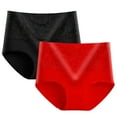 thumbnail image 1 of Womens Cheeky Underwear 2pc High Waist Tummy Panties for Women, Cotton Underwear Full Cover Shapewear Ladies Floral Lace Waisted Brief Panties Satin Panties for Women XXL, 1 of 2