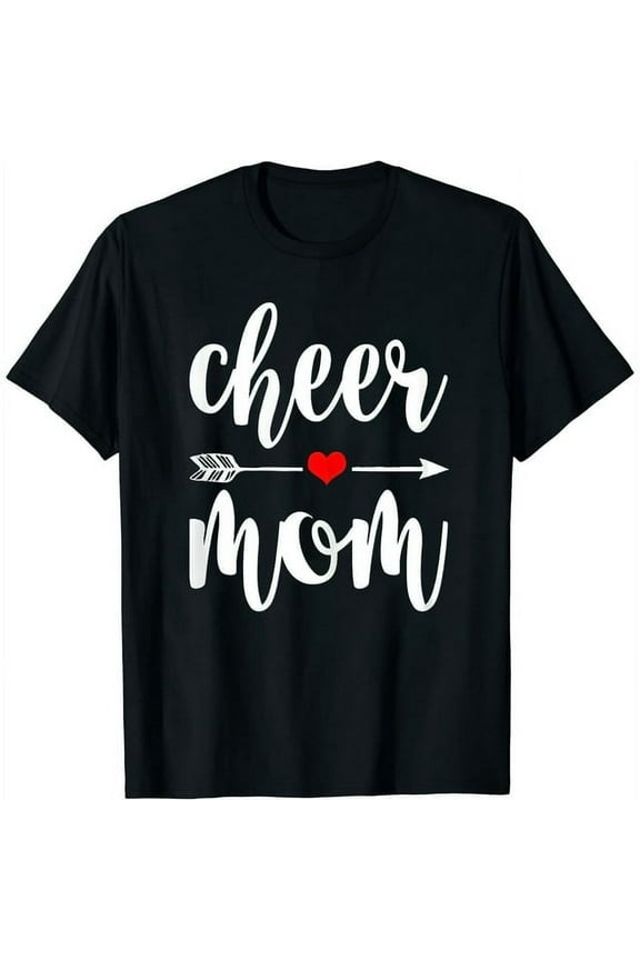 Womens Cheer Mom Shirt Great Mother Cheerleader Gift Tee T-Shirt Black