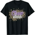 thumbnail image 1 of Womens Cheer Mom Shirt, Leopard Cheetah Print Purple Cheer T-Shirt, 1 of 2