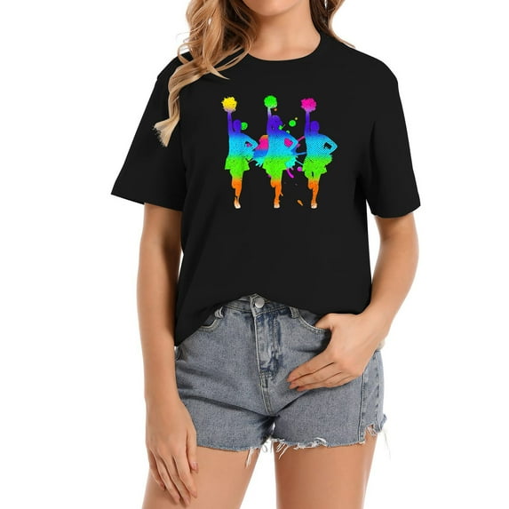 Womens Cheering Cheer Team Cheerleading Colorful Cheerleader T-Shirt
