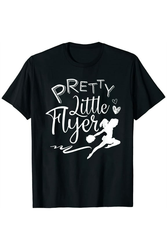 Womens Cheerleader Cheer Cheerleading Tee Pretty Little Flyer T-Shirt Black 2XL