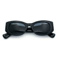 thumbnail image 1 of Womens Cheetah Emblem Classic Mod Fashion Thick Plastic Oval Sunglasses All Black, 1 of 8