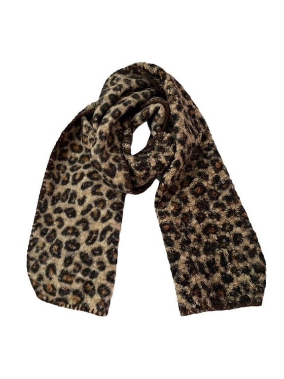 Womens Cheetah Print Scarf - Soft Polyester Winter Scarf, Lightweight Warm Shawl for Autumn, Versatile Neckerchief for Daily Commute & Travel, 70.8 Inch Long